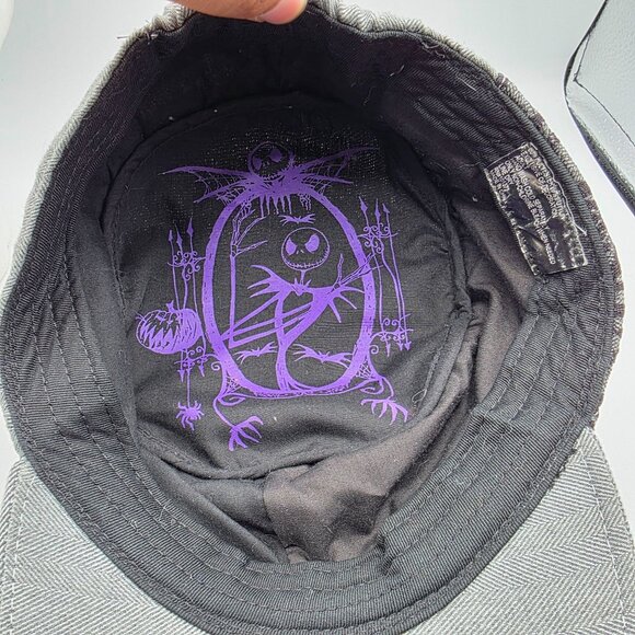 Nightmare Before Christmas Jack Skellington Adult Gray Herringbone Cap Purple - Picture 7 of 9